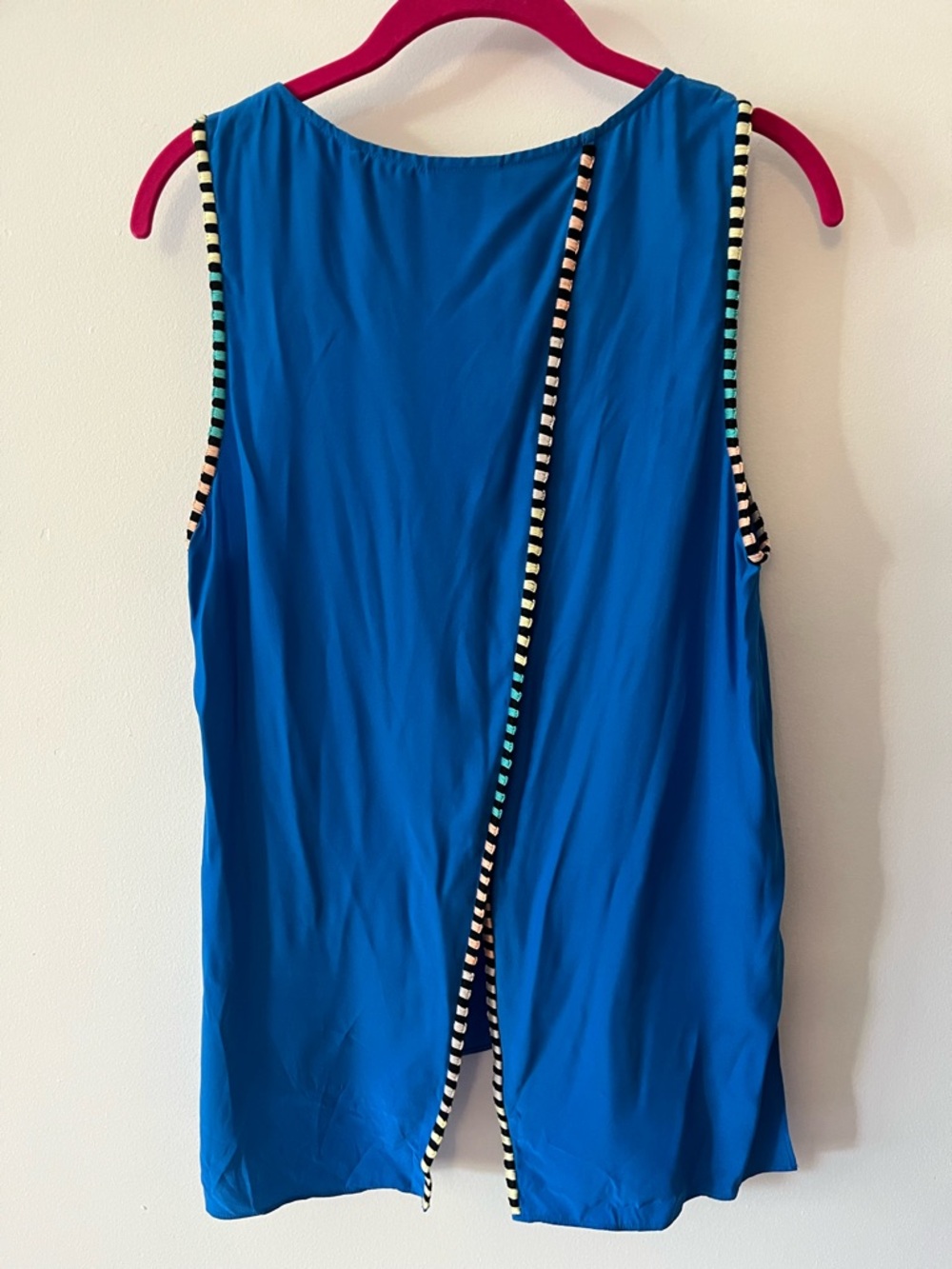 Parker NY 100% Silk Open Back Tank Top Trim Detail Sz S - Picture 7 of 7